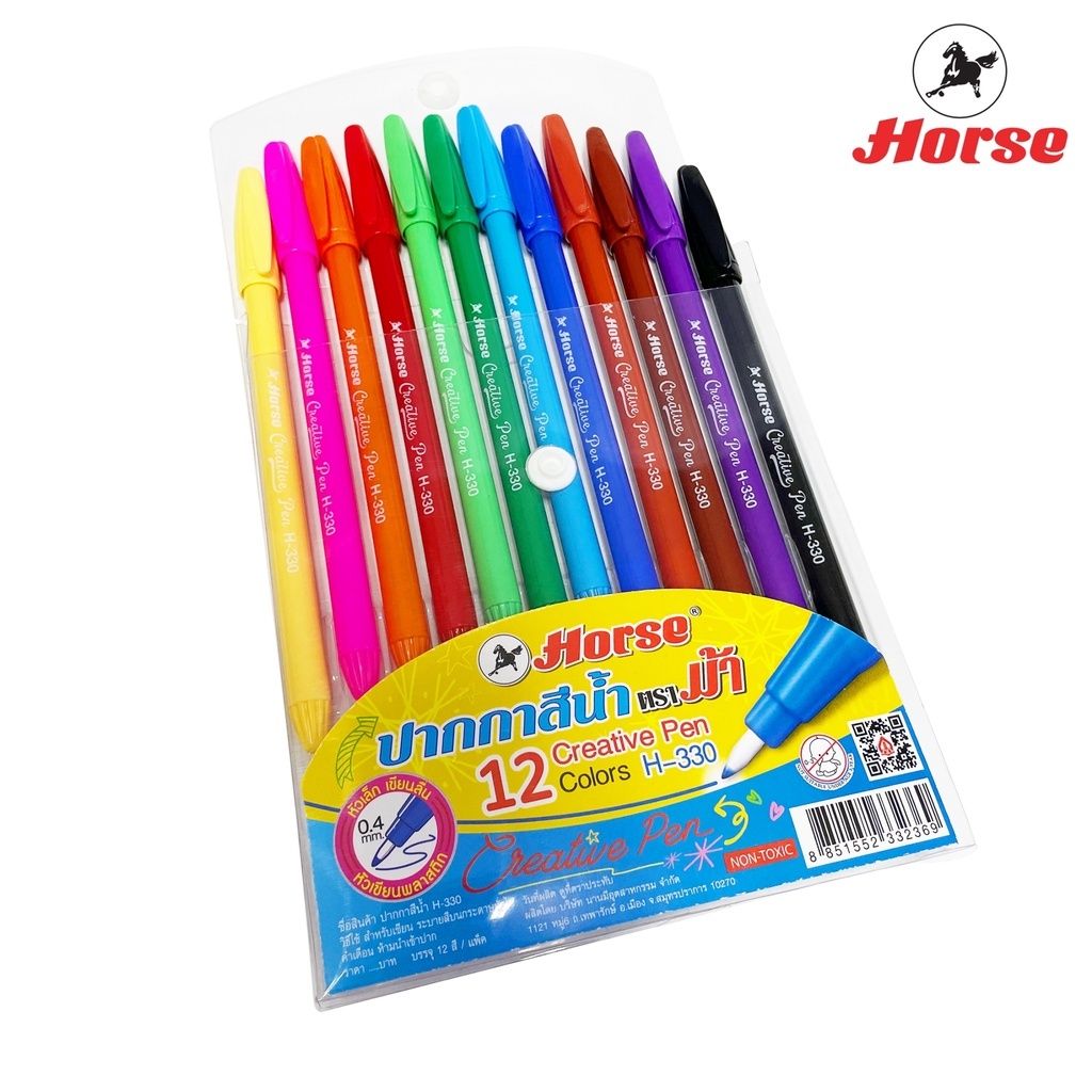 Horse(ตราม้า) ปากกาสีน้ำ (ปากกาเมจิก) ตราม้า ชุด 12 สี